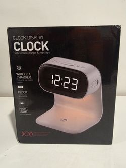 Bedside Wireless Charger LED Digital Alarm Clock Night Light
