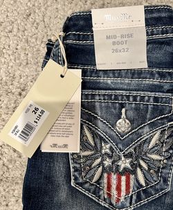 Miss Me Winged outlet American Flag Mid-Rise Boot Cut Jeans Size 28 NWT!