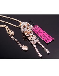 Betsey Johnson Crystal White Skeleton Necklace