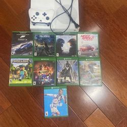 Xbox One S, NO BOX included, with games and one controller.