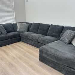 Gray microfiber sectional