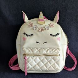 Backpack Unicorn Pink Cream Colors 10 X 10 Hand Strap Double Back Straps