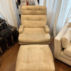 Vintage Mid-Century Modern Swivel Lounge Chair & Ottoman – Danish Modern Style