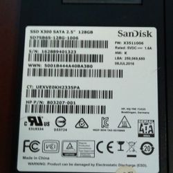 San Disk 128 Gigabyte SSD SATA Hard Drive 