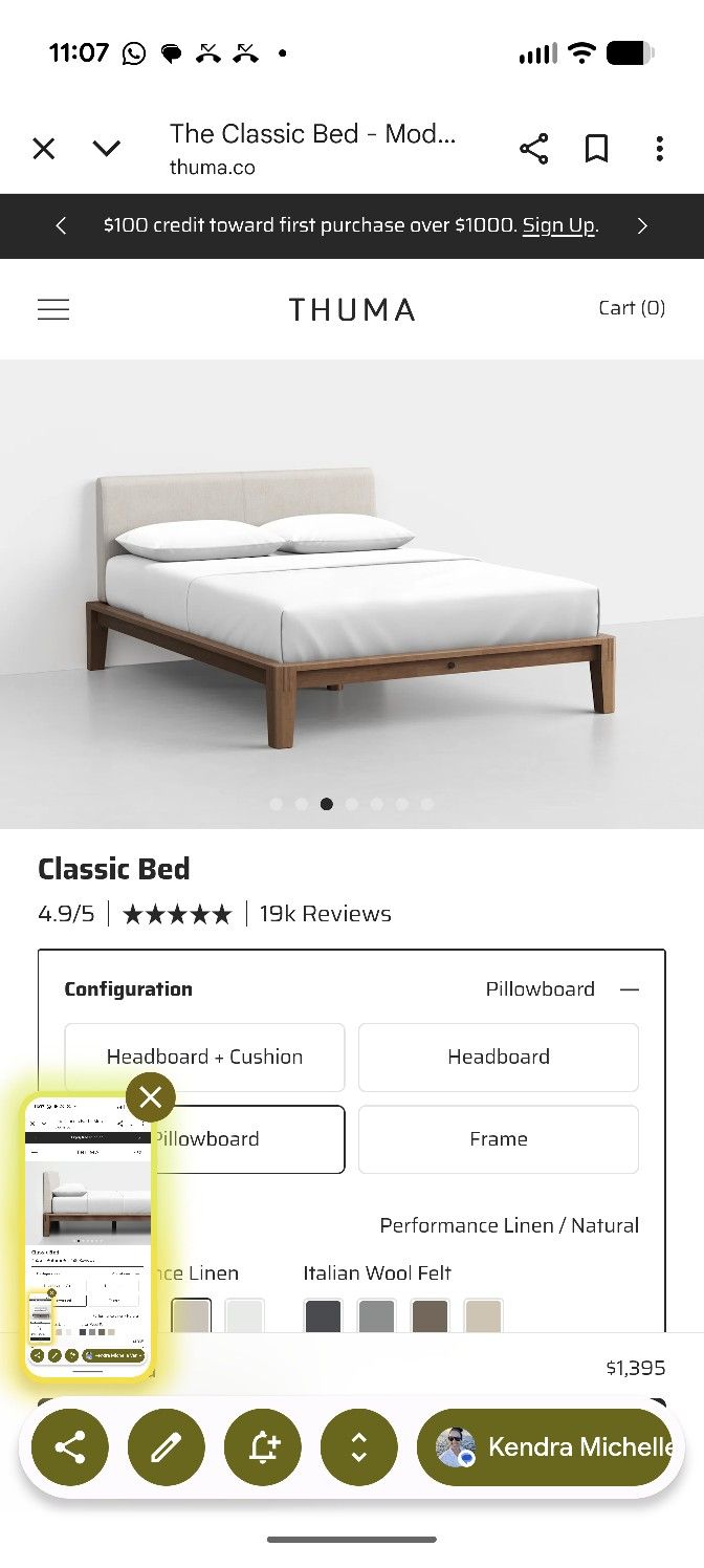 Thuma Classic Bed with Pillow Board- Queen