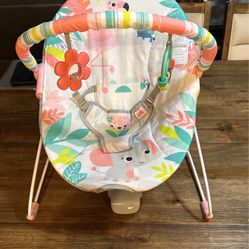 Bright Starts Tropical Girl Baby Bouncer With Vibration, Used Once, $20