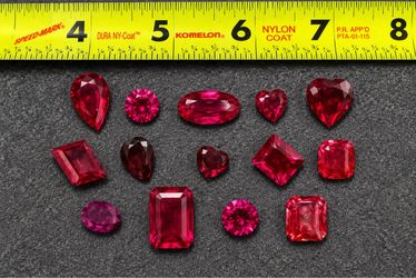 14pc Vibrant Red Lab-Grown Ruby Lot – Bright UV Glow & Mixed Cuts