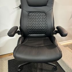 Brand New Black Bonded Leather Tall Back Executive Office Chair w/Flip Up Armrests