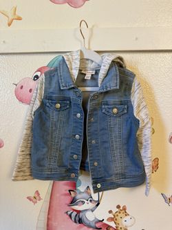 Cat and Jack Hooded Cat Ears Denim Jacket Size 3T Toddler Girl