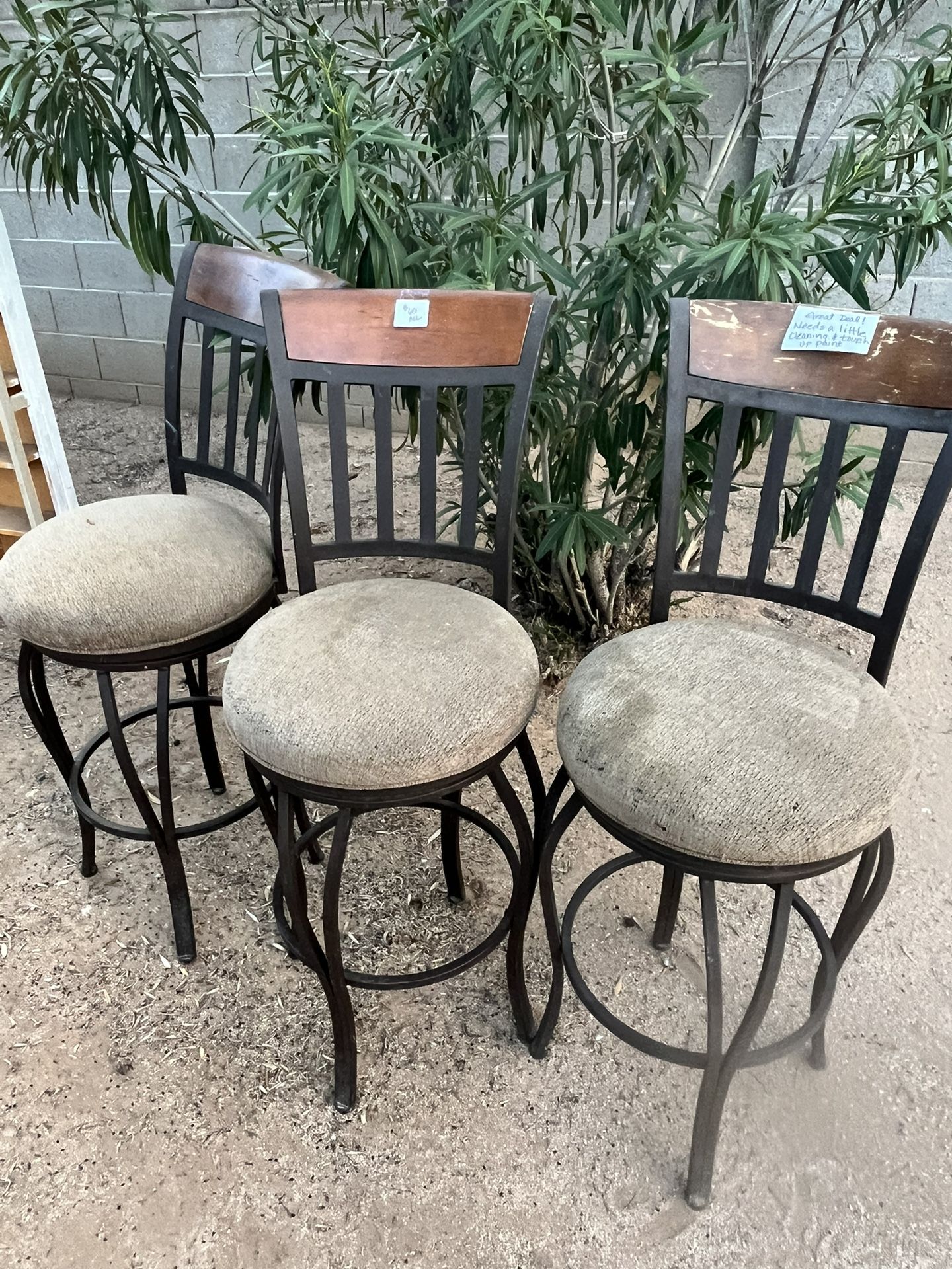 3 Swivel Bar Stools