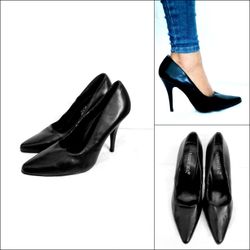90s Era Black Pointed Heel