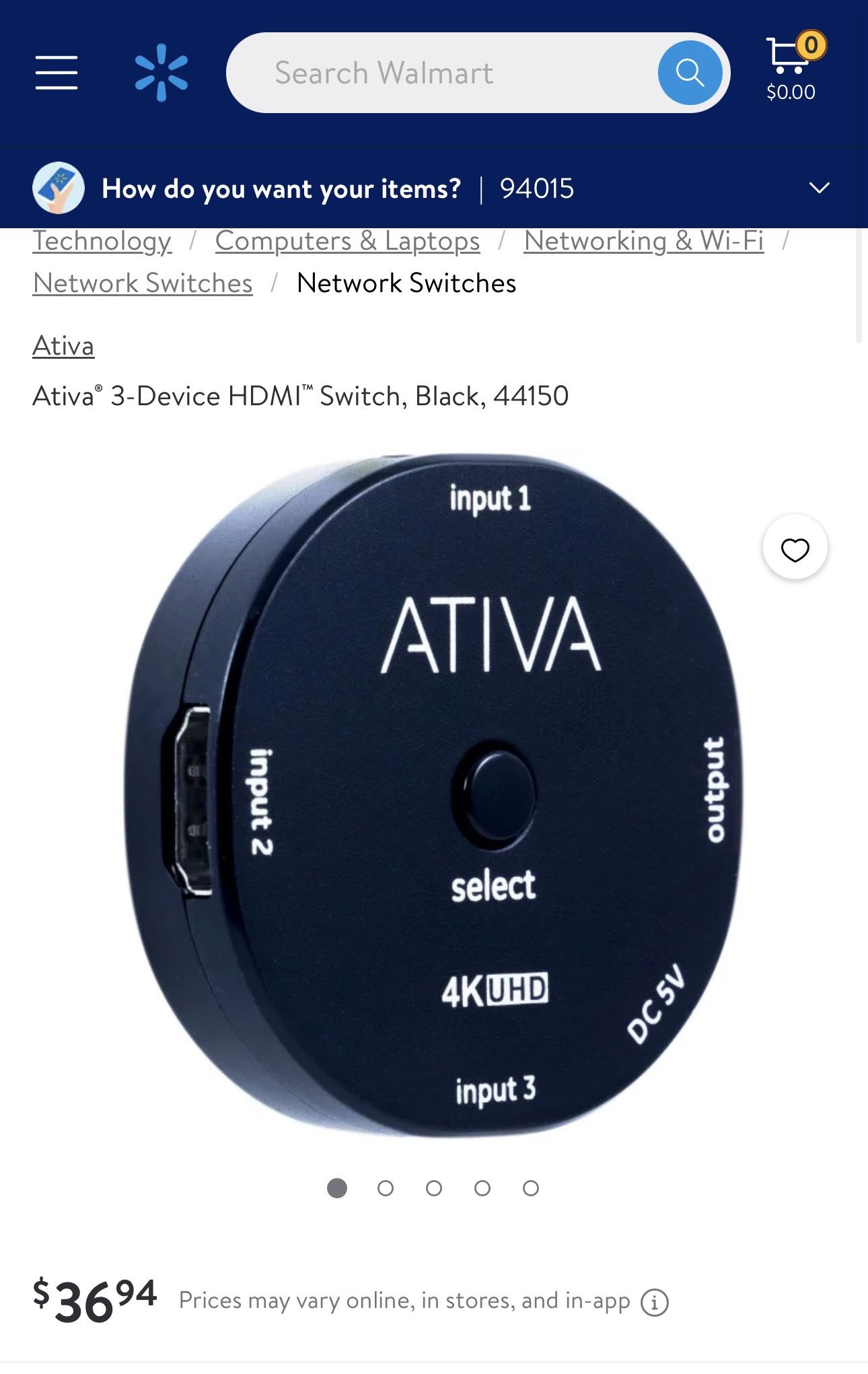 Ativa® 3-Device HDMI™ Switch, Black, 44150
