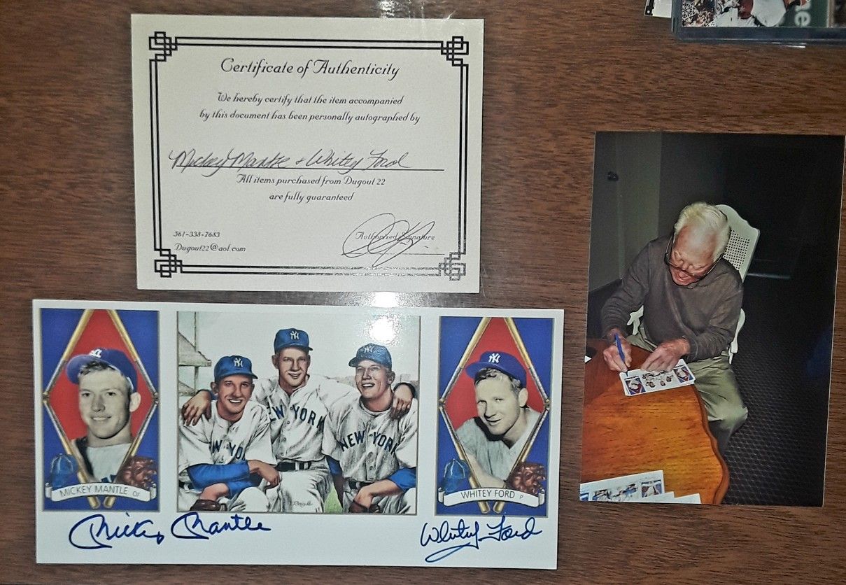 MICKEY MANTLE AND WHITEY FORD AUTO W/COA