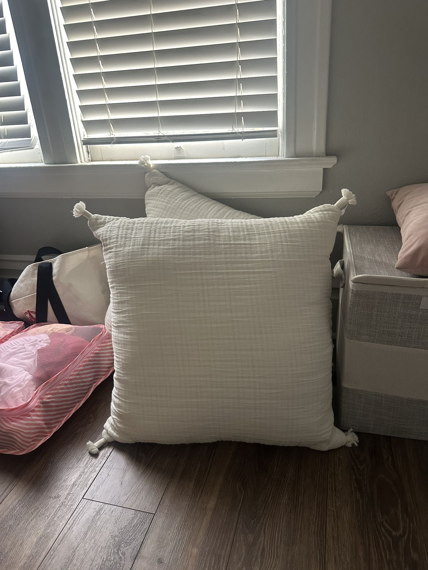 Two White Sham Pillows