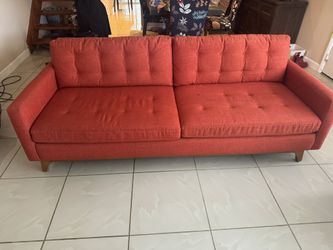 Reddish Orange Couch And Chair 