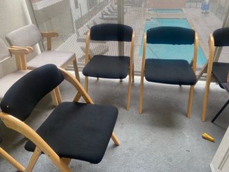 Black fabric & light Wood Chairs