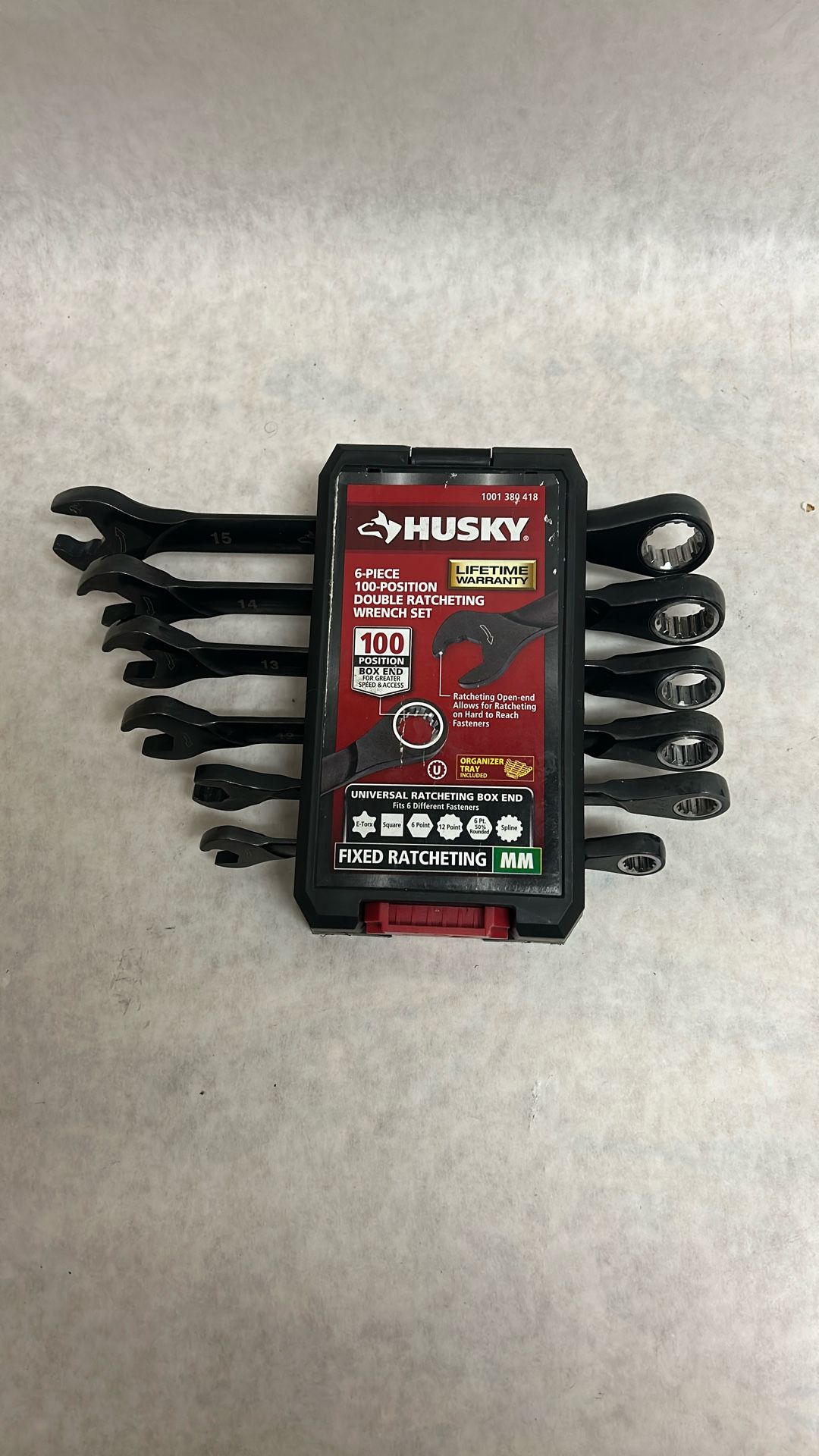 Husky six piece hundred position double ratcheting wrench set MM