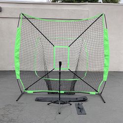 (New) $65 Baseball, Softball 7x7ft Practice (Net and Ball Tee Set) for Hitting Batting Training 