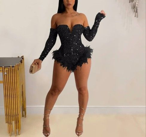 New Black New Years Eve Bodysuit