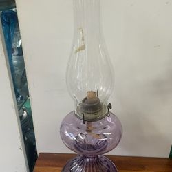 Antique Victorian Purple Glass Oil Lamp 