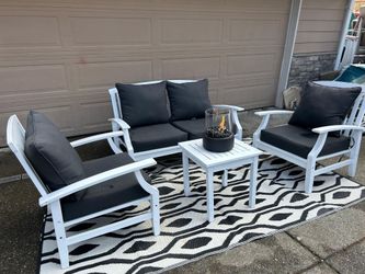 Wooden outdoor furniture with fire pit FIRM ON PRICE