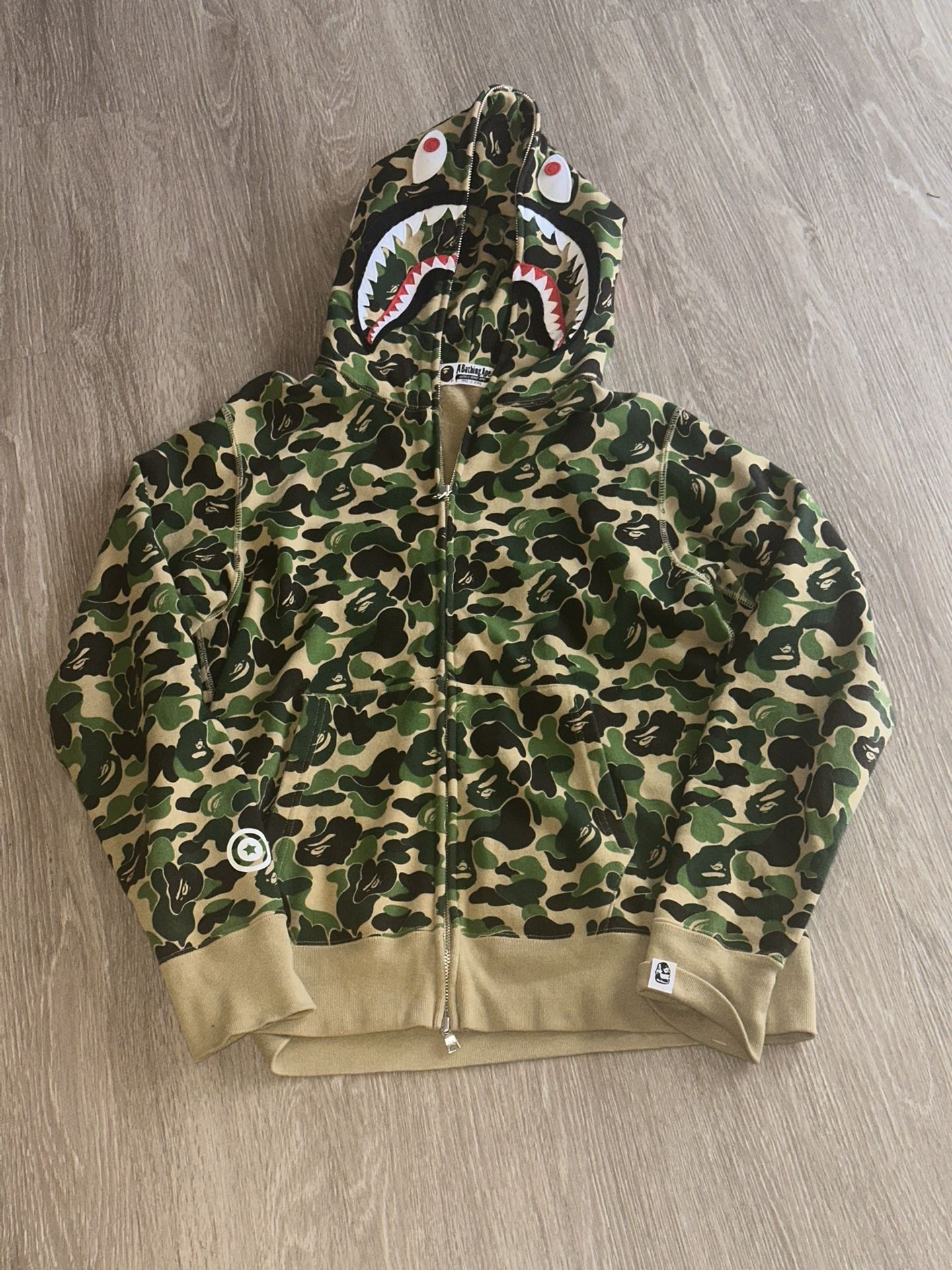 BAPE ABC Camo Shark Full Zip Hoodie 'Green' M