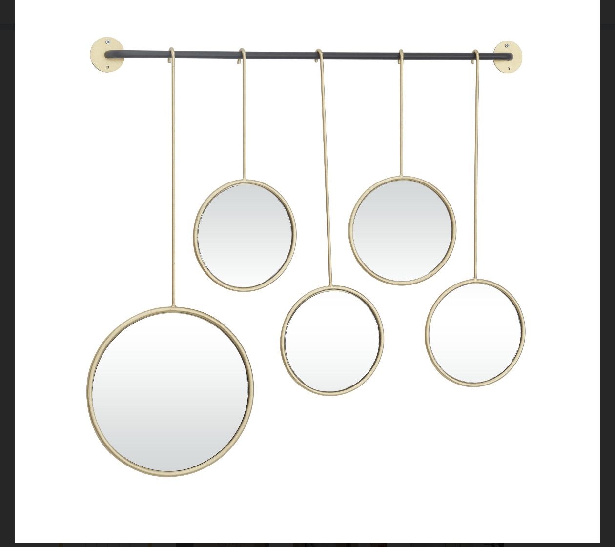 Gold Metal Wall Mirror With Hanging Rod - New!