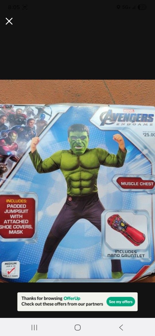 Avengers Hulk Muscle Costume MEDIUM 