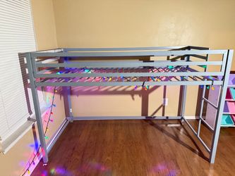 Gray Metal Twin Loft Bed Frame