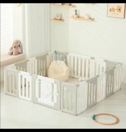 18-Panel Baby Playpen, Foldable Extra Large Play Yard for Babies and Toddlers, Portable Baby Fence, Kids Activity Gate Playpen