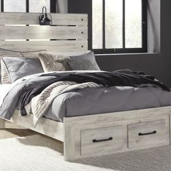 [SPECIAL] Cambeck Whitewash Full Footboard Storage Bed

