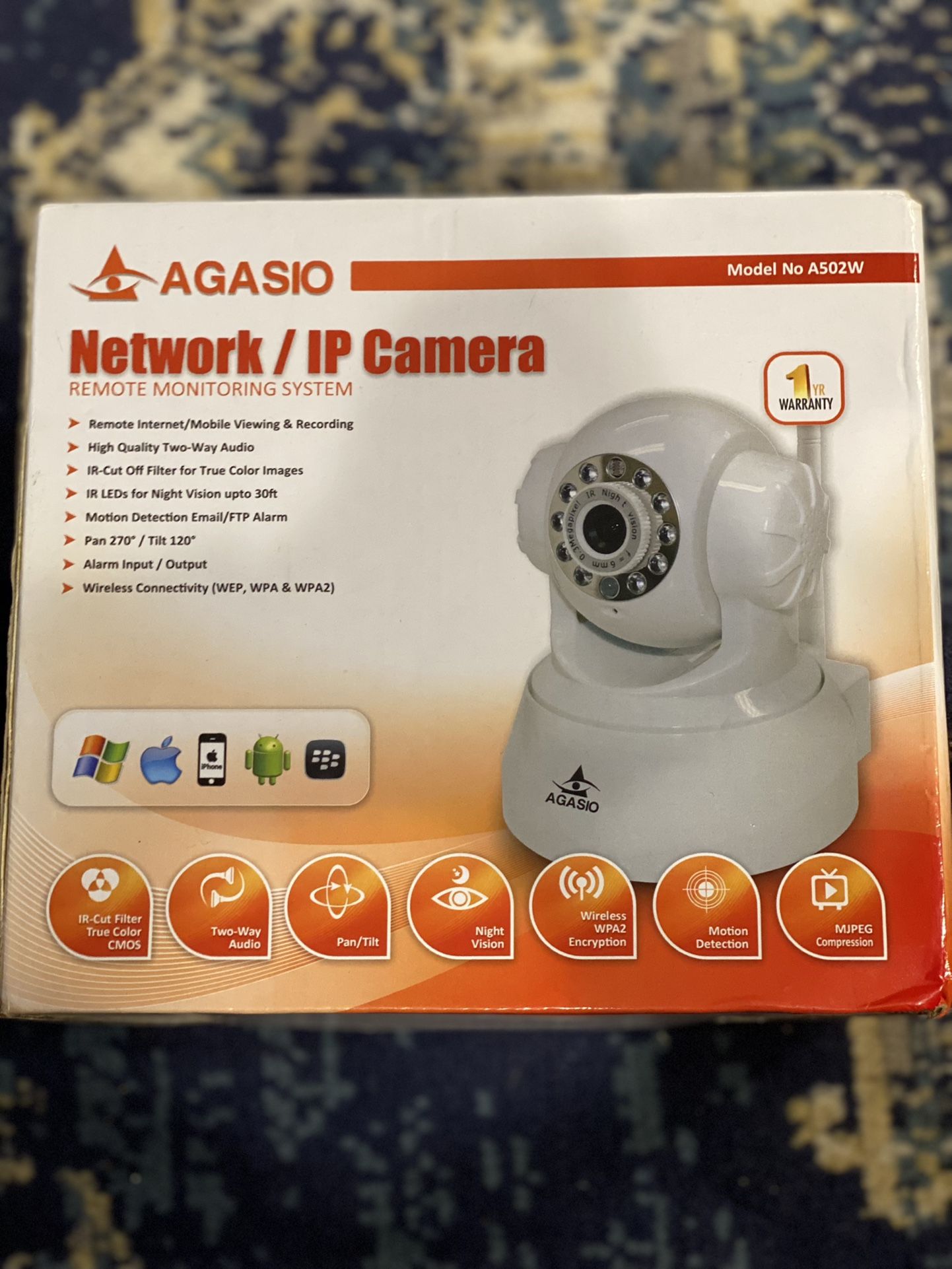 Agasio A512 IP Camera with Power Over Ethernet- White