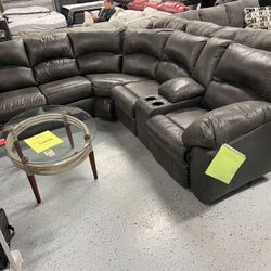 Grey Reclining Sectional 