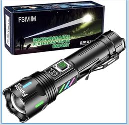 LED Rechargeable Flashlights High Lumens Flashlight 100000, Long Lasting 12h, Super Bright Flashlight Camping, Powerful Flash Lights for Home, USB C I