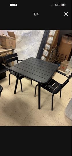 Black Metal Outdoor Bistro Table and Chairs Set