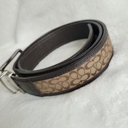 Coach Leather & Signature Jacquard Belt