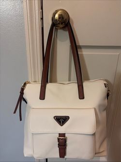 Cream and brown shoulder bag