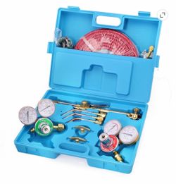 Stark USA Oxygen Acetylene Torch Kit, Victor-Type Welding & Cutting Set with Regulators, 15 Ft Twin Host Tips & Carrying Case 55147/1
