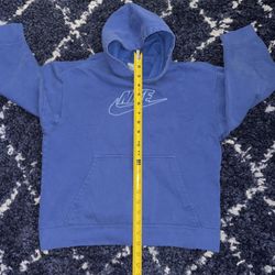 VTG NIKE Central Large Swoosh Blue  Embroidered Hoodie  Y2K  Kids Medium 10-12
