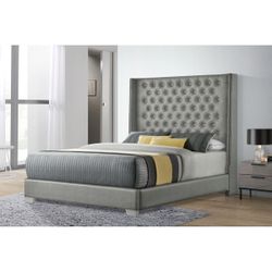 Gray king size bed frame