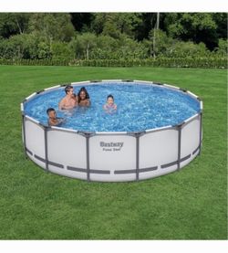 Bestway Power Steel 14FT X 42” Round Above Ground Pool Set Brand New Open Box All Parts Included!