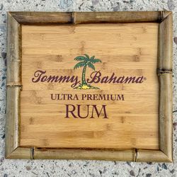 Tommy Bahama Rum Tiki Bar Mancave Sign Wood Crate & Bamboo Bar 18x20 Inch