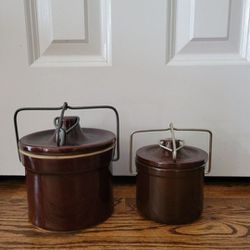 Vintage Brownstone Butter Jars