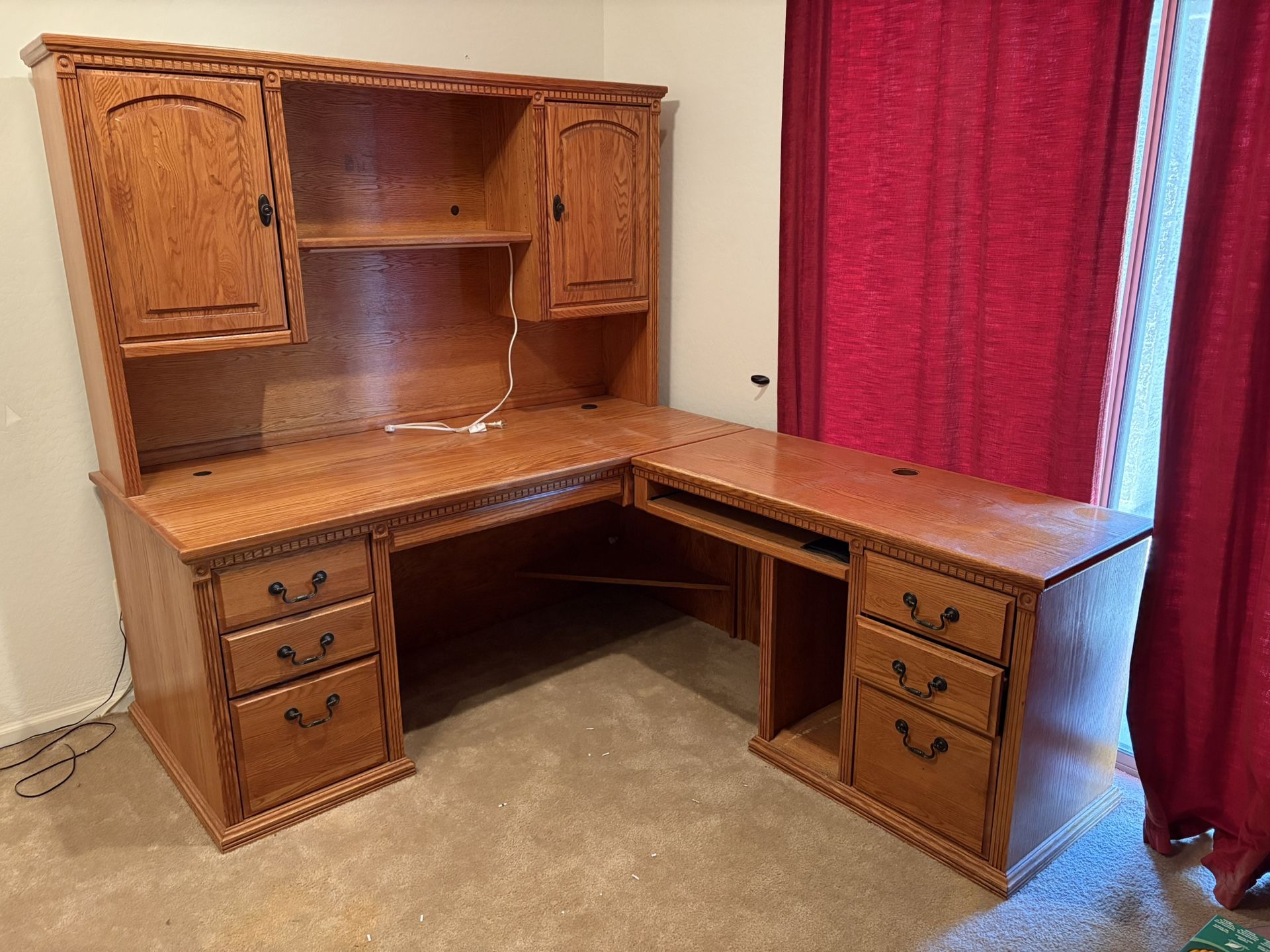 Large Solid Wood L Shaped Desk