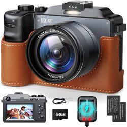Brand new in box 4K Digital Camera for Vlogging, 64MP Autofocus 3.0'' Dual Cameras for Photography with 64GB Card, 18X, 2 Batterie &Charger