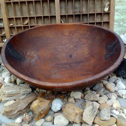 Large Antique Wooden Bread Bowl 