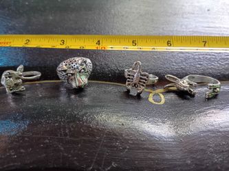 4 piece animals  sterling silver ring set