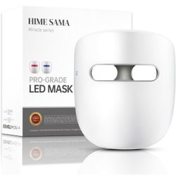 NEW hime sama Led Face Mask, Red Light Mask for Face, FSA/HSA Eligible, Infrared, Red & Blue Light Mask for Skin Care, Wrinkle Reduction, Wireless Fac