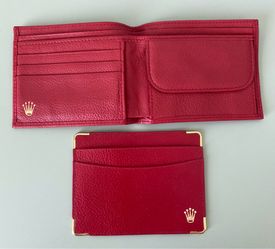 Rolex Red Leather Wallet & Card Holder