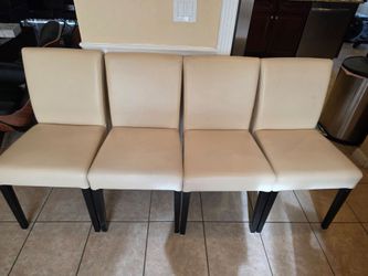 Crate & Barrel Ivory Leather Dining Chairs (Set of 4)
